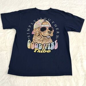 Simply Southern ‘Good Vibe Tribe’ Puppy Dog Short Sleeve T-Shirt- Youth Medium